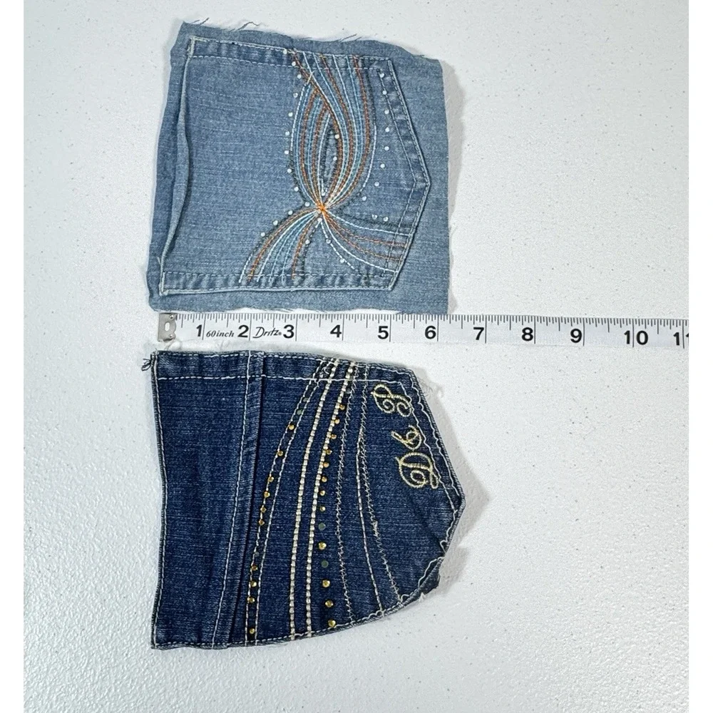 10 Denim Jean Back Pockets 5 Pairs Embroidered Rhinestone Crafts Sewing Upcycle